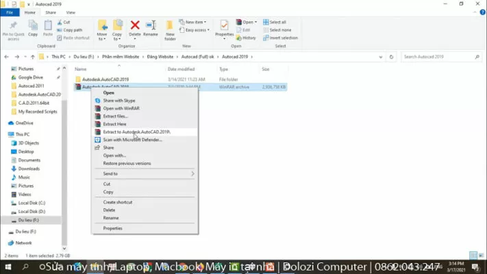  Giải nén phần mềm Autocad 2019 Full Crack