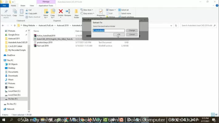 Giải nén File cài đặt Autocad 2019