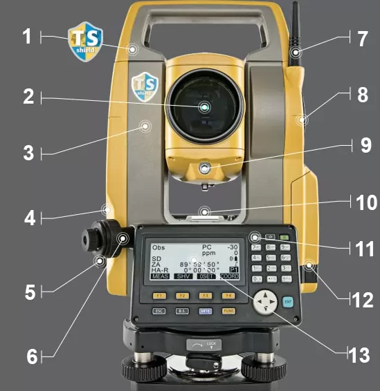 Cấu tạo máy toàn đạc điện tử topcon 