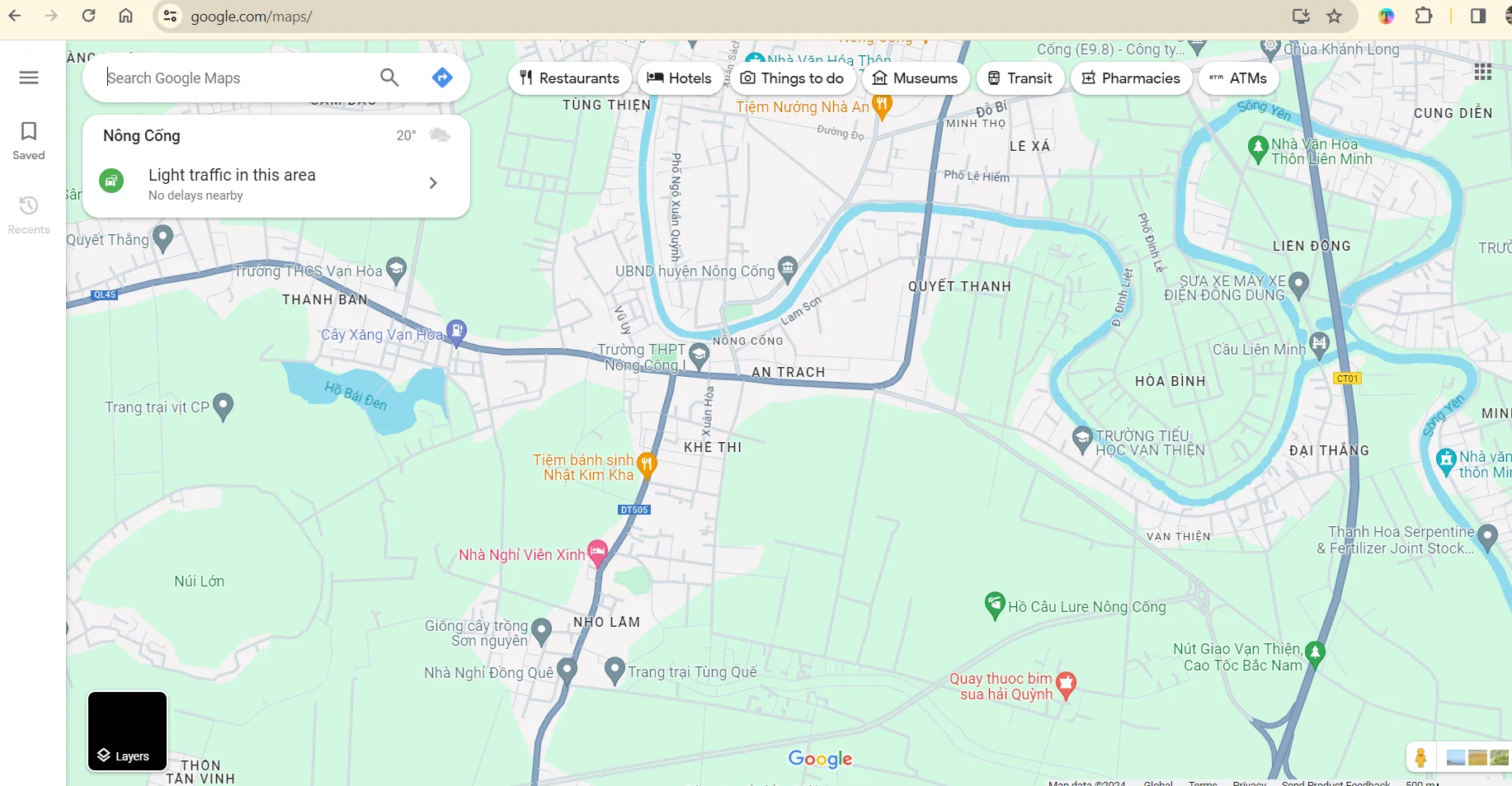 Giao diện google maps trên máy tính